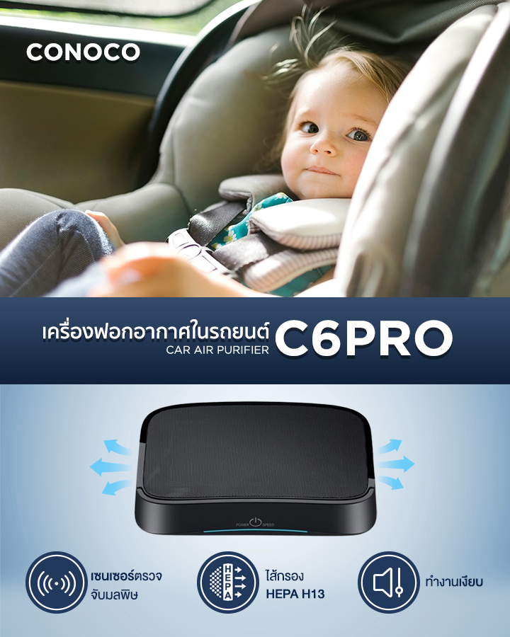 เครื่องฟอกอากาศในรถยนต์ CONOCO C6 PRO